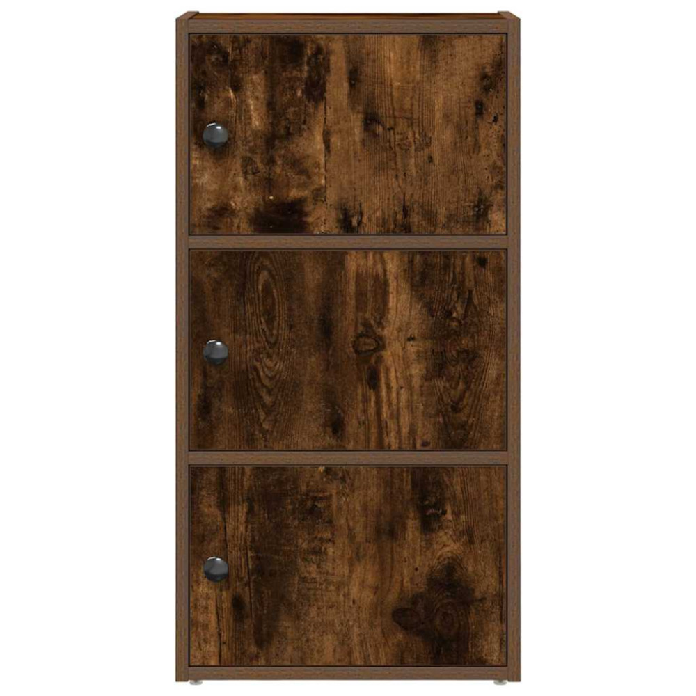 Produktbild för Bokhylla rökfärgad ek 40x24x77 cm konstruerat trä