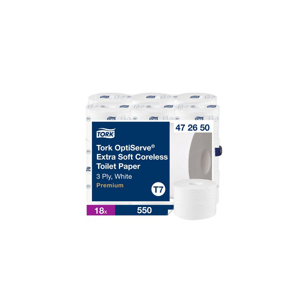 Produktbild för Toalettpapper TORK Pre T7 3-lag 18/krt