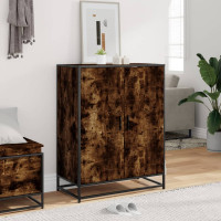 Produktbild för Skoskåp rökfärgad ek 75x38x97,5 cm konstruerat trä och metall