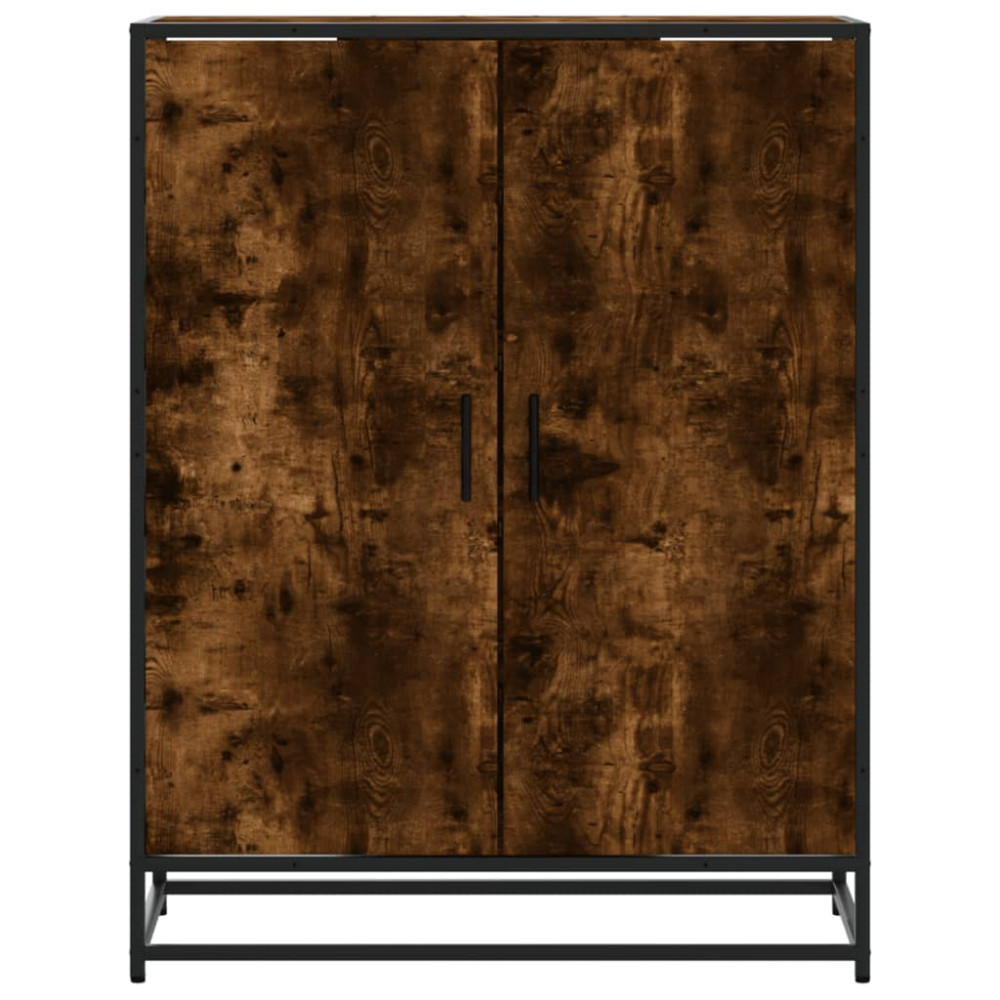 Produktbild för Skoskåp rökfärgad ek 75x38x97,5 cm konstruerat trä och metall