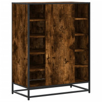 Produktbild för Skoskåp rökfärgad ek 75x38x97,5 cm konstruerat trä och metall