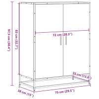 Produktbild för Skoskåp rökfärgad ek 75x38x97,5 cm konstruerat trä och metall