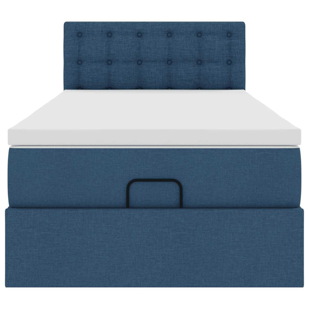Produktbild för Ottoman sängram med madrass blå 90x190 cm tyg