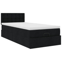 Produktbild för Ottoman säng med madrass svart 100x200 cm tyg