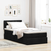 Produktbild för Ottoman säng med madrass svart 100x200 cm tyg