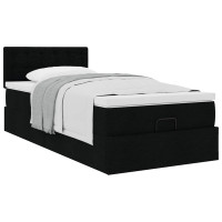 Produktbild för Ottoman säng med madrass svart 100x200 cm tyg