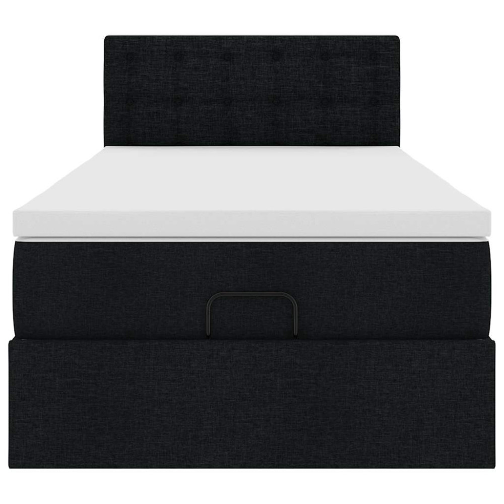 Produktbild för Ottoman säng med madrass svart 100x200 cm tyg