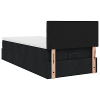 Produktbild för Ottoman säng med madrass svart 100x200 cm tyg