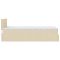 Produktbild för Ottoman säng med madrass gräddvit 100x200 cm tyg