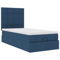 Produktbild för Ottoman sängram med madrass blå 90x190 cm tyg