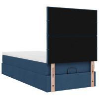 Produktbild för Ottoman sängram med madrass blå 90x190 cm tyg
