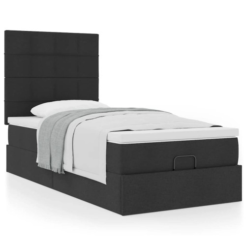 vidaXL Ottoman säng med madrass svart 100x200 cm tyg