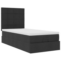 Produktbild för Ottoman säng med madrass svart 100x200 cm tyg