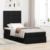 Produktbild för Ottoman säng med madrass svart 100x200 cm tyg