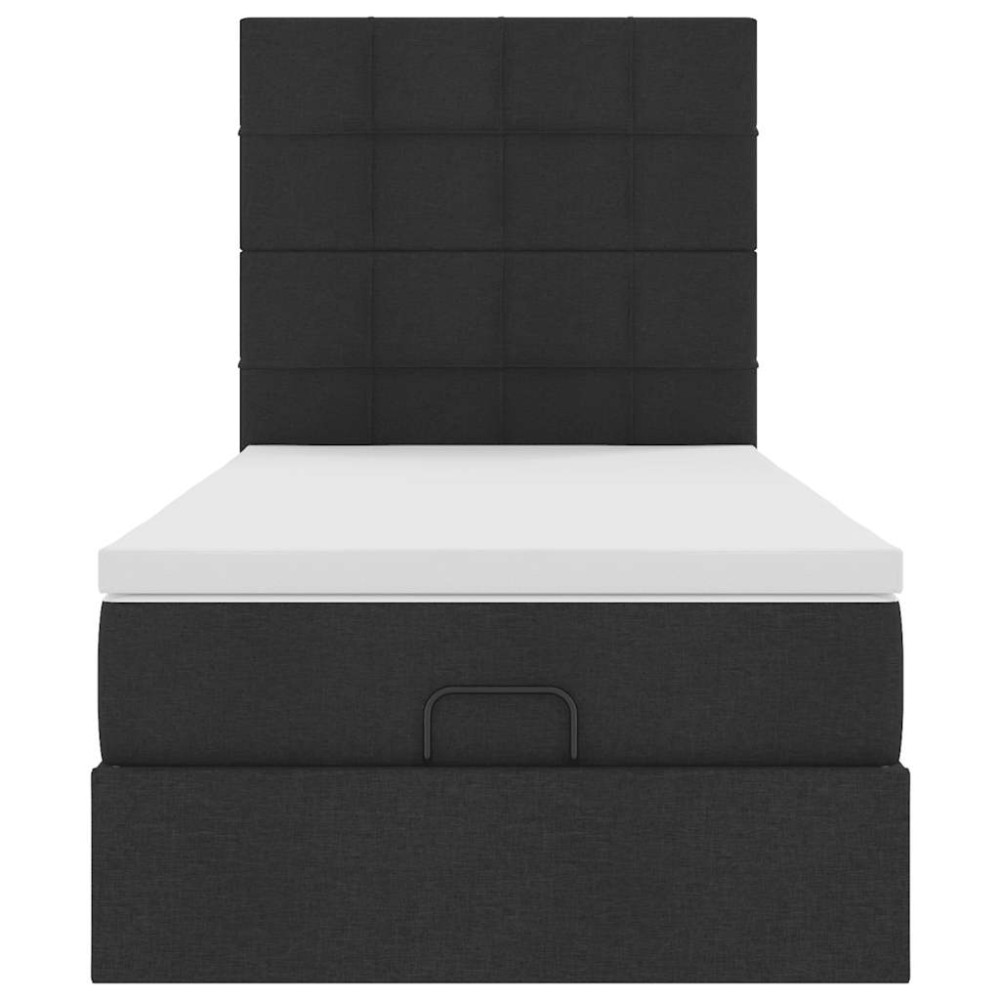 Produktbild för Ottoman säng med madrass svart 100x200 cm tyg