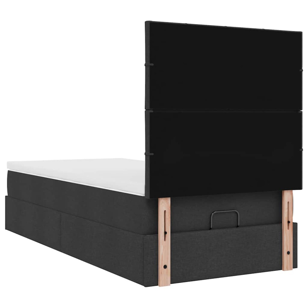 Produktbild för Ottoman säng med madrass svart 100x200 cm tyg