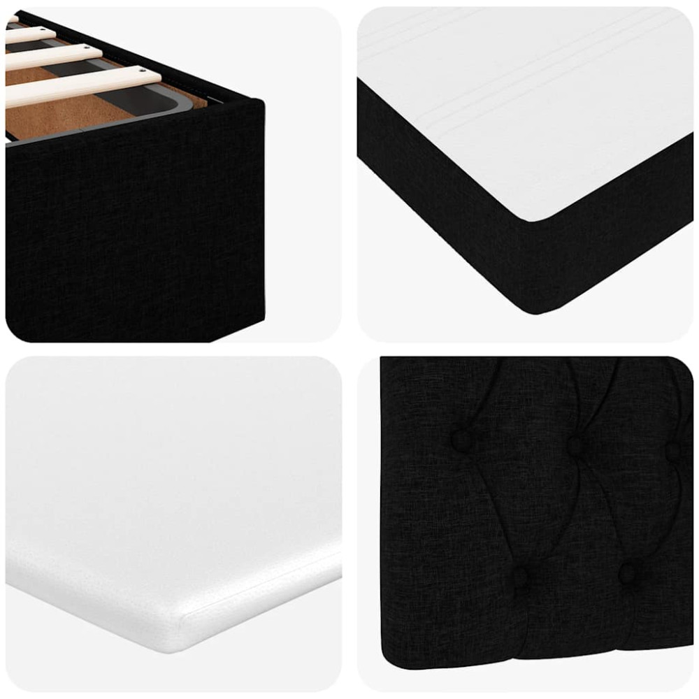 Produktbild för Ottoman säng med madrass svart 100x200 cm tyg