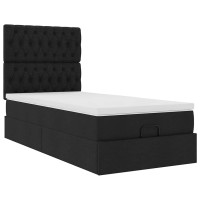 Produktbild för Ottoman säng med madrass svart 100x200 cm tyg