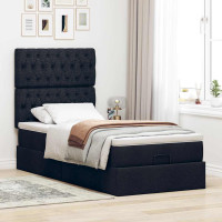 Produktbild för Ottoman säng med madrass svart 100x200 cm tyg