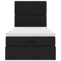Produktbild för Ottoman säng med madrass svart 100x200 cm tyg