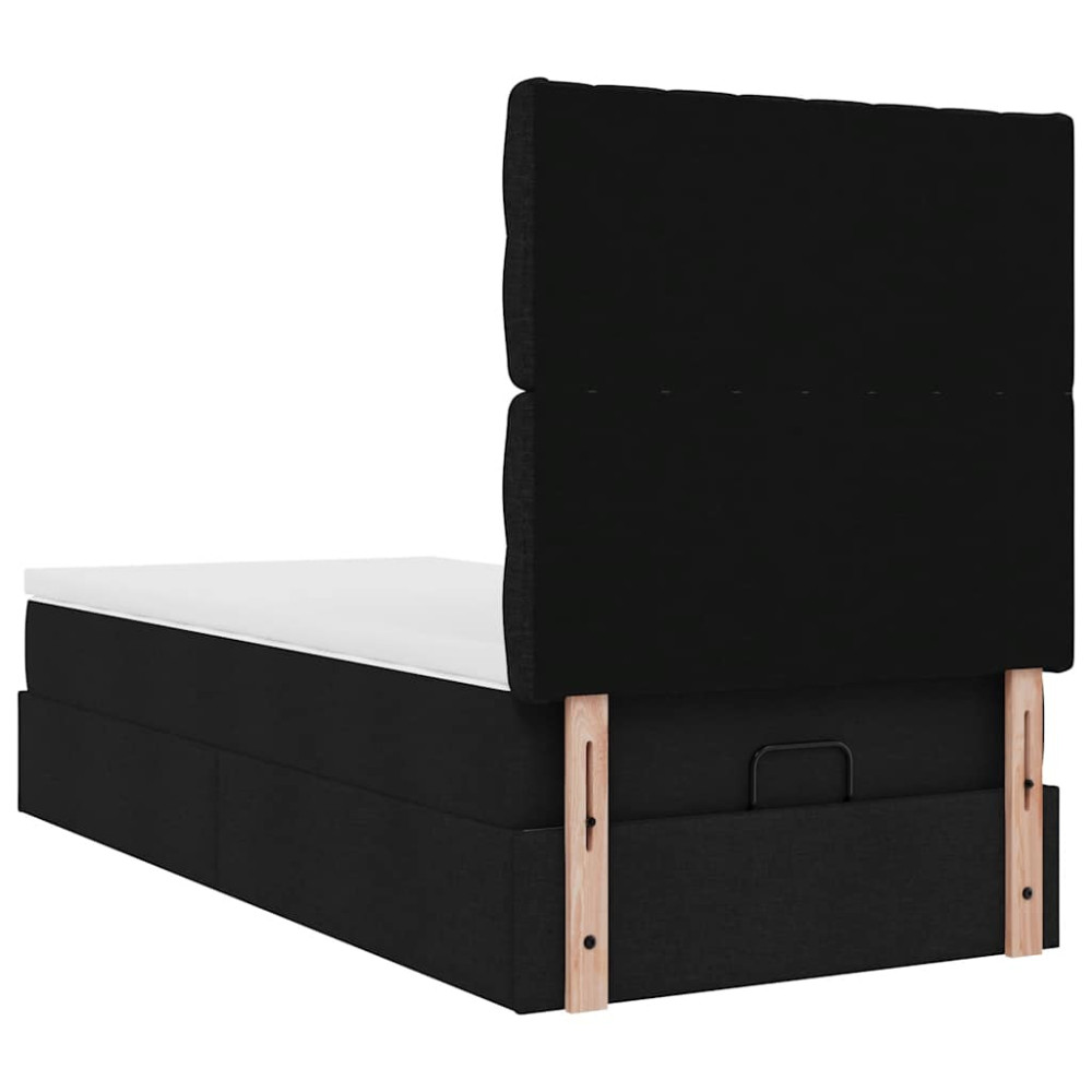 Produktbild för Ottoman säng med madrass svart 100x200 cm tyg