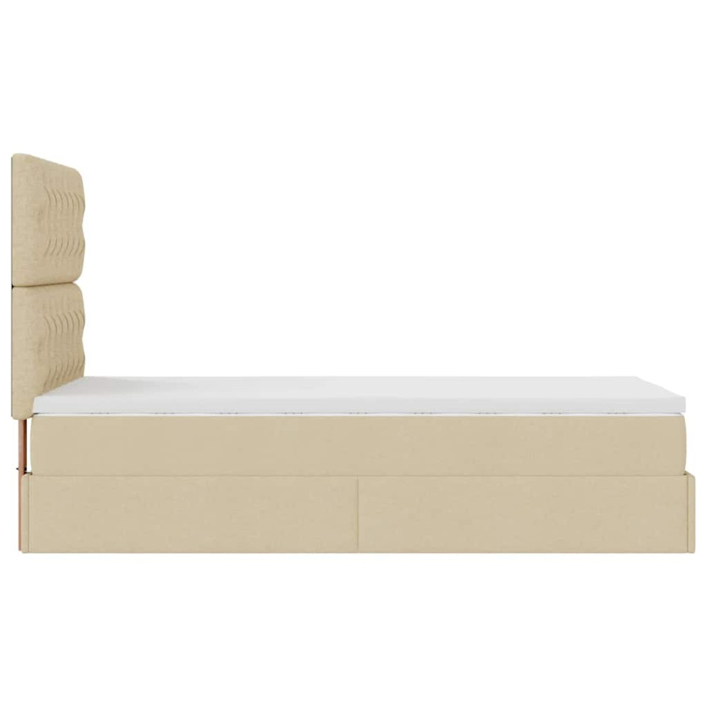 Produktbild för Ottoman säng med madrass gräddvit 100x200 cm tyg