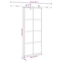Produktbild för Skjutdörr med beslagset härdat glas och aluminium 90x205 cm