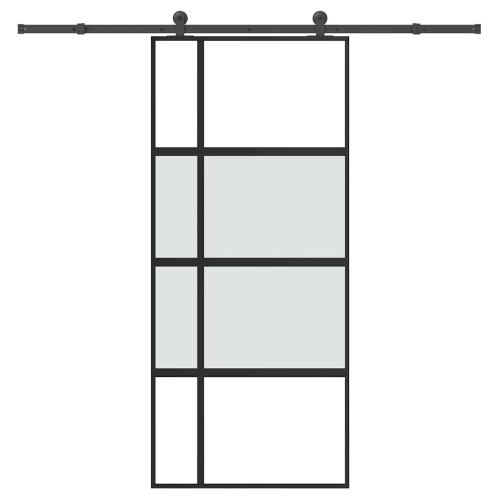 Produktbild för Skjutdörr med beslagset härdat glas och aluminium 90x205 cm