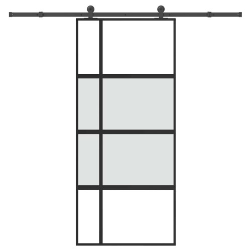 vidaXL Skjutdörr med beslagset härdat glas och aluminium 90x205 cm