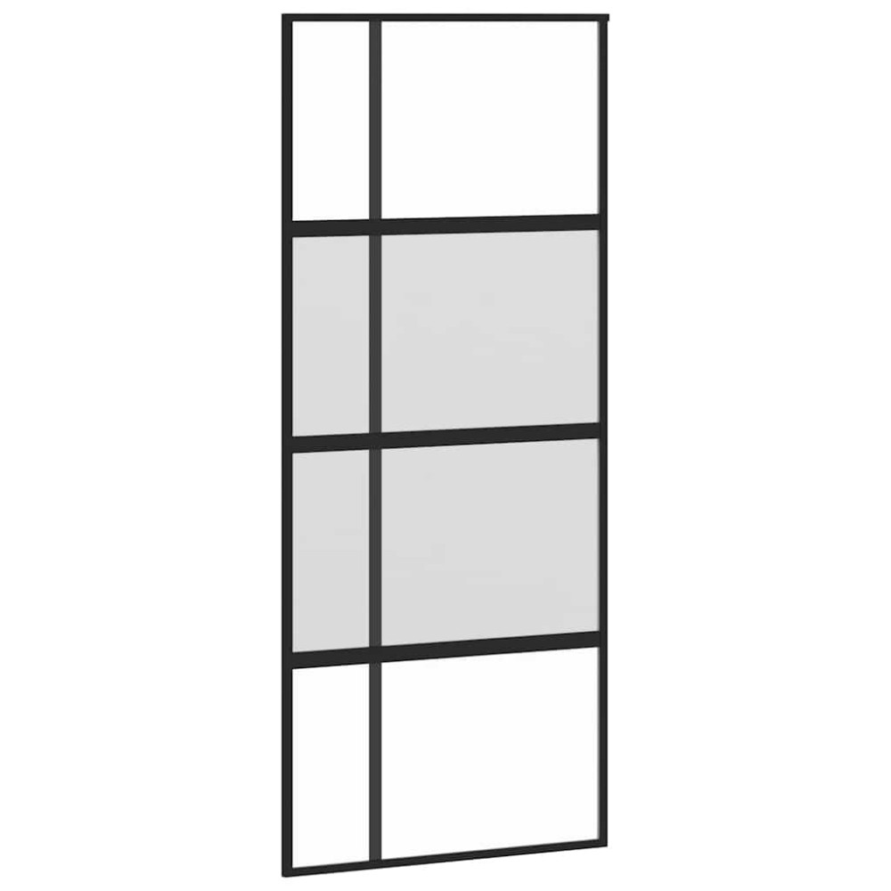 Produktbild för Skjutdörr med beslagset härdat glas och aluminium 90x205 cm