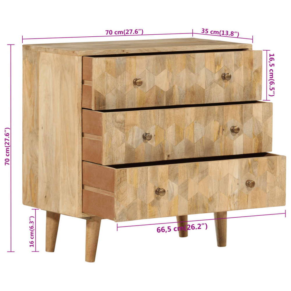 Produktbild för Byrå 70x35x70 cm massivt mangoträ