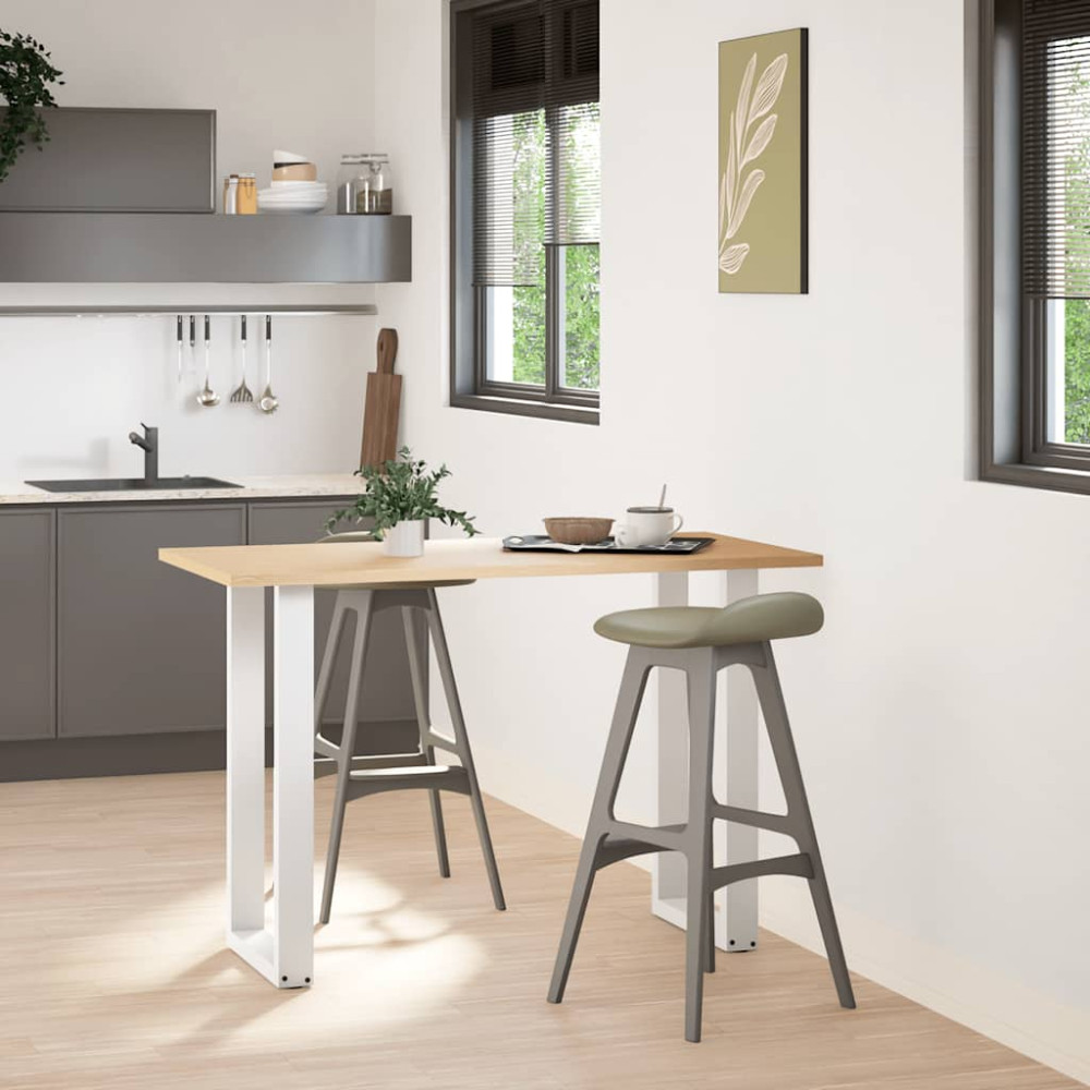 Produktbild för Barbordsben U-formade 2 st vita 50x(90-91) cm stål