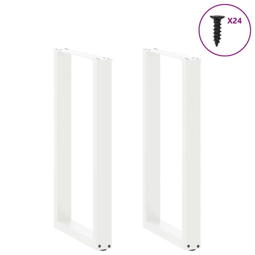 Produktbild för Barbordsben U-formade 2 st vita 50x(90-91) cm stål