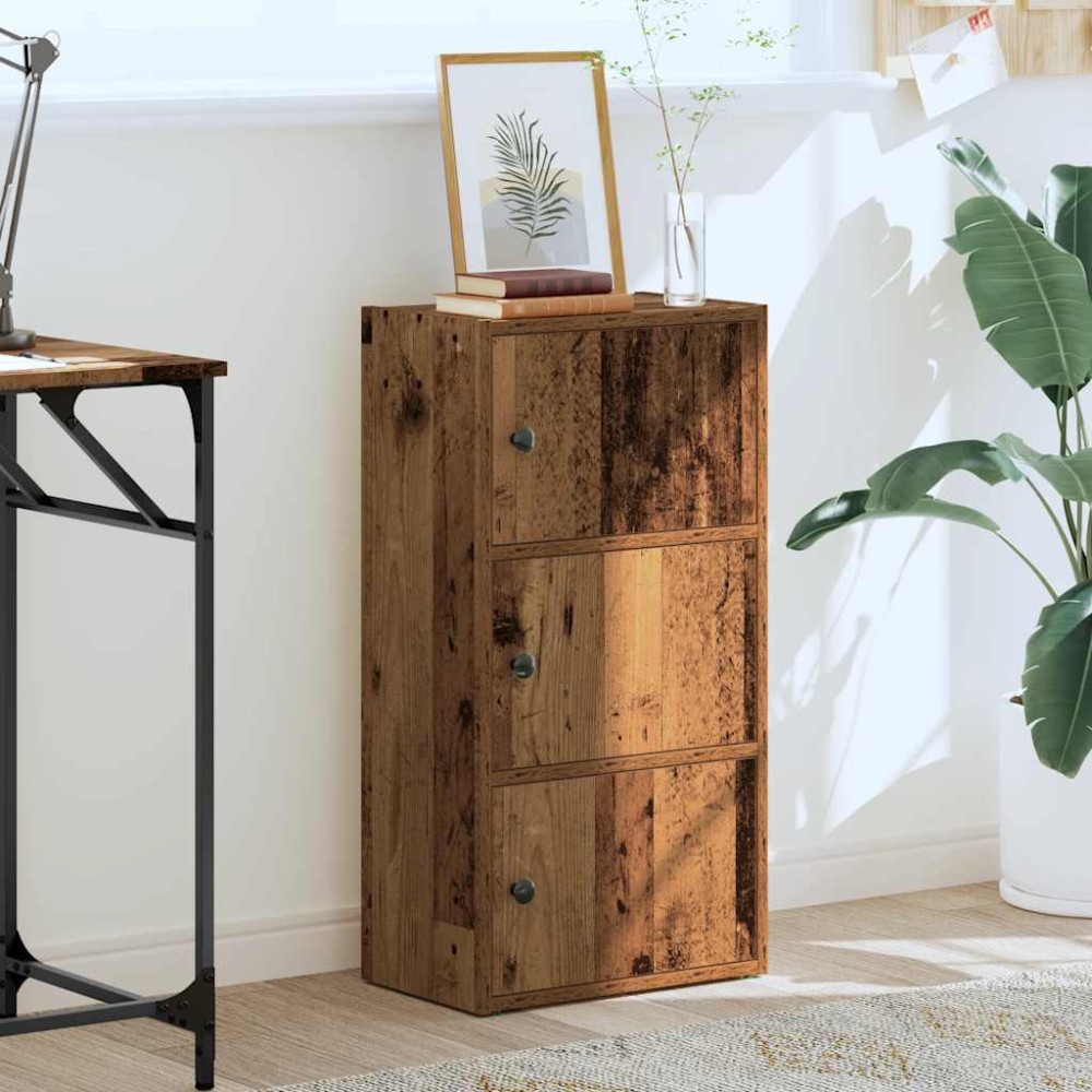 Produktbild för Bokhylla åldrat trä 40x24x77 cm konstruerat trä