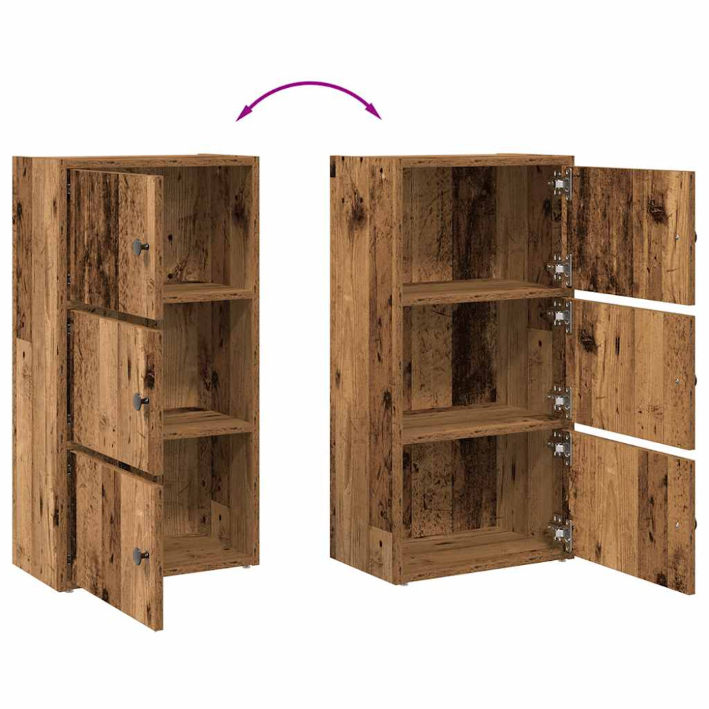 Produktbild för Bokhylla åldrat trä 40x24x77 cm konstruerat trä