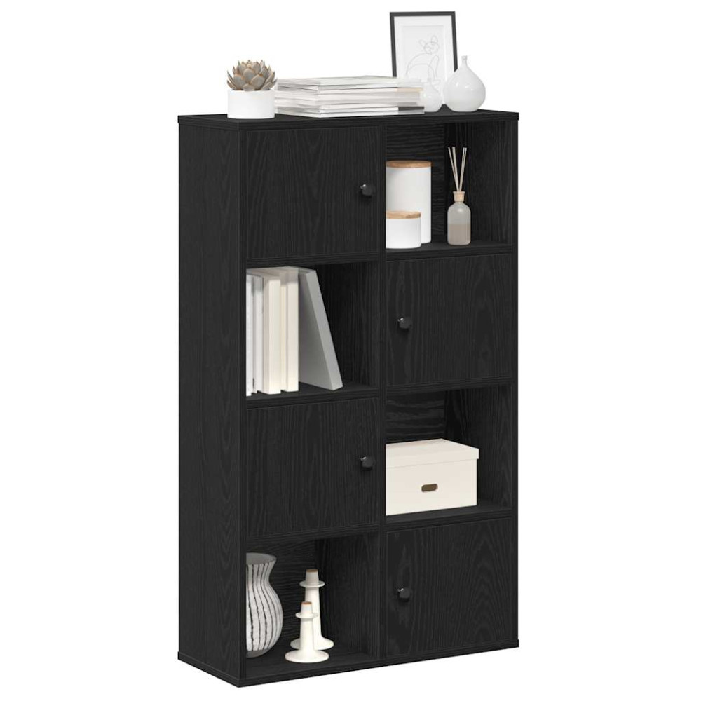 Produktbild för Bokhylla svart ek 60x24x101,5 cm konstruerat trä