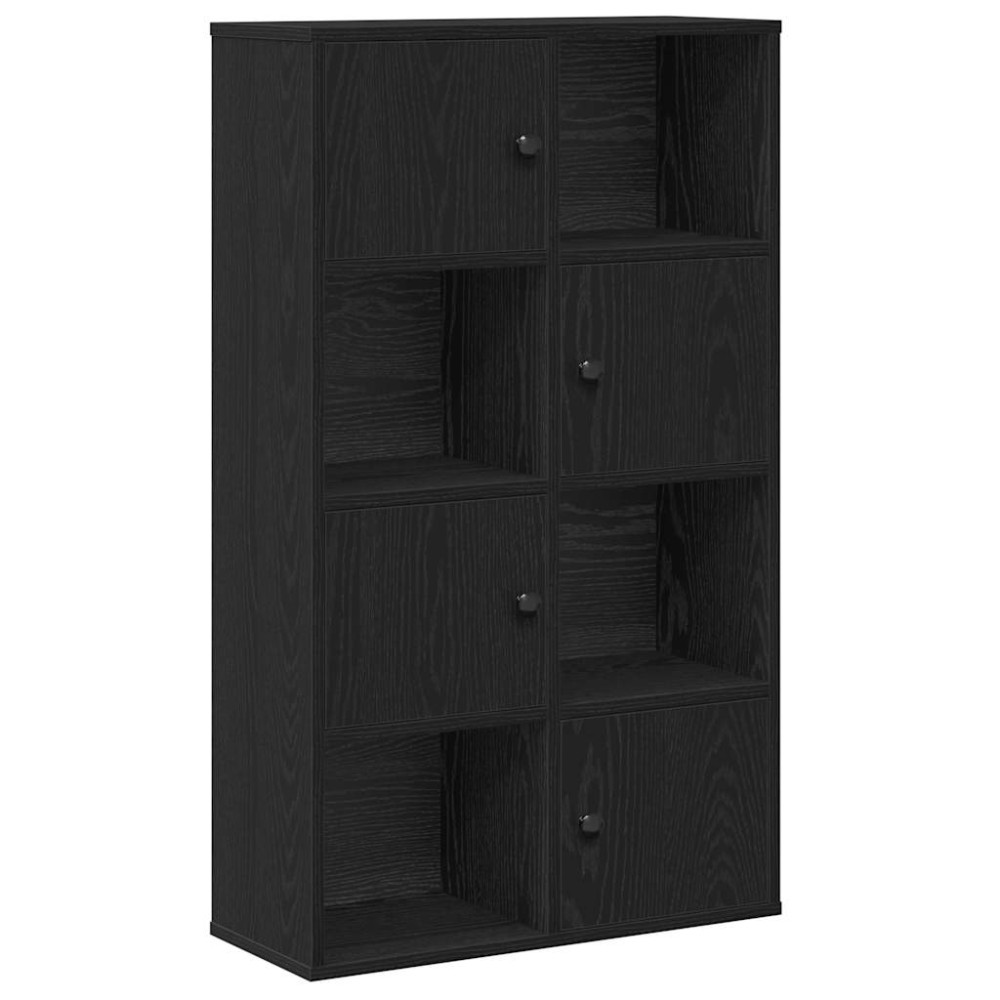 Produktbild för Bokhylla svart ek 60x24x101,5 cm konstruerat trä