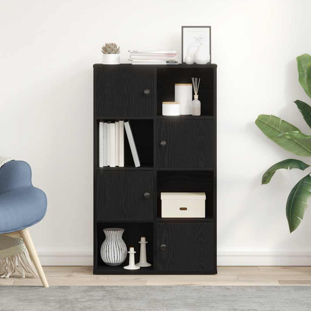 Produktbild för Bokhylla svart ek 60x24x101,5 cm konstruerat trä