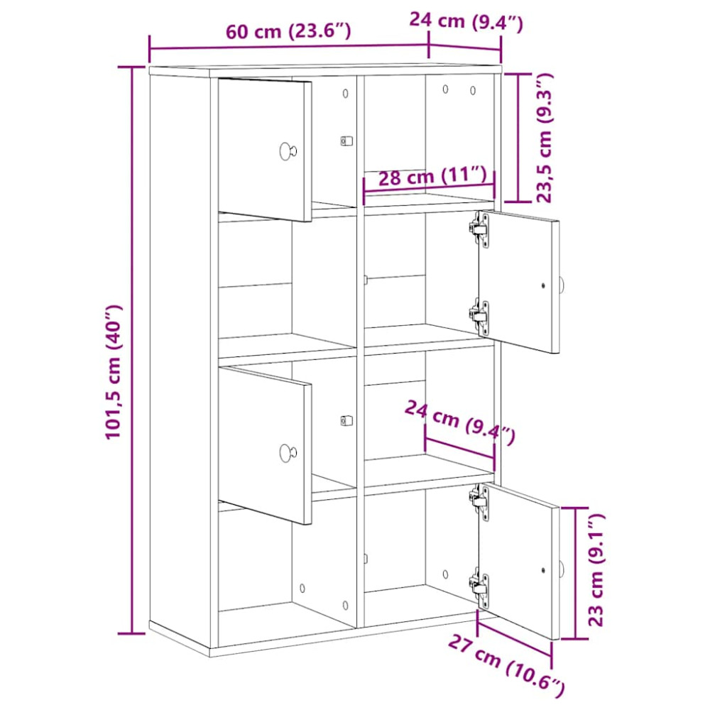 Produktbild för Bokhylla sonoma-ek 60x24x101,5 cm konstruerat trä