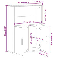 Produktbild för Bokhylla vit 60x24x85 cm konstruerat trä