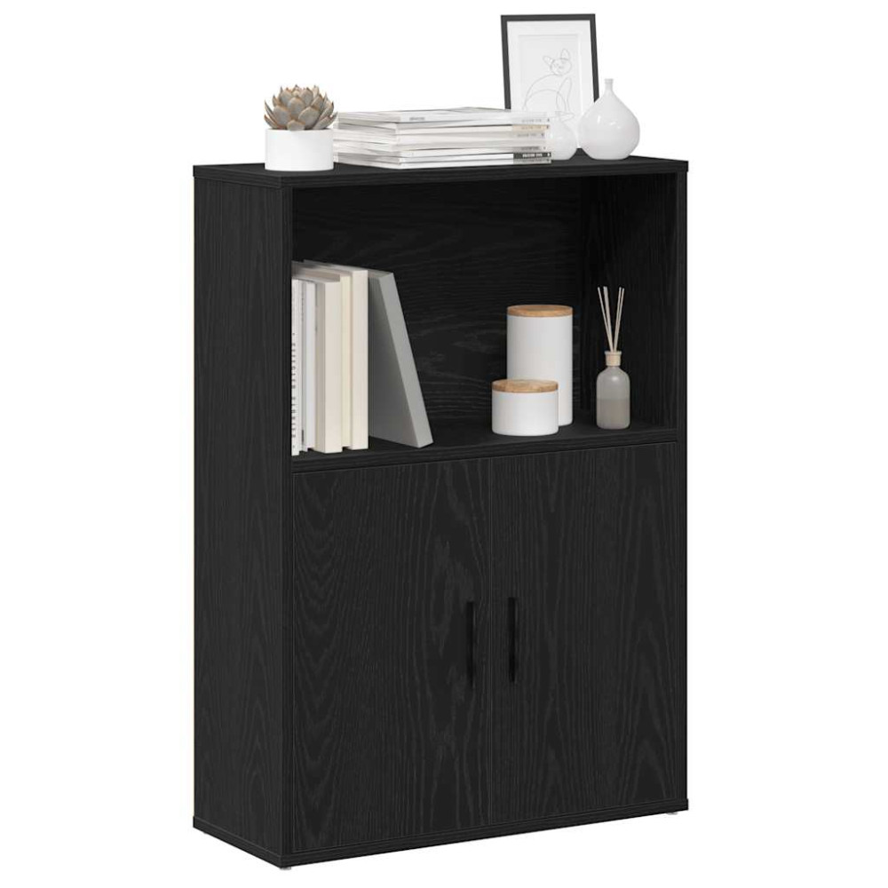 Produktbild för Bokhylla svart ek 60x24x85 cm konstruerat trä