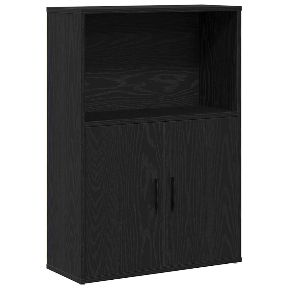 Produktbild för Bokhylla svart ek 60x24x85 cm konstruerat trä