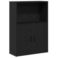 Produktbild för Bokhylla svart ek 60x24x85 cm konstruerat trä
