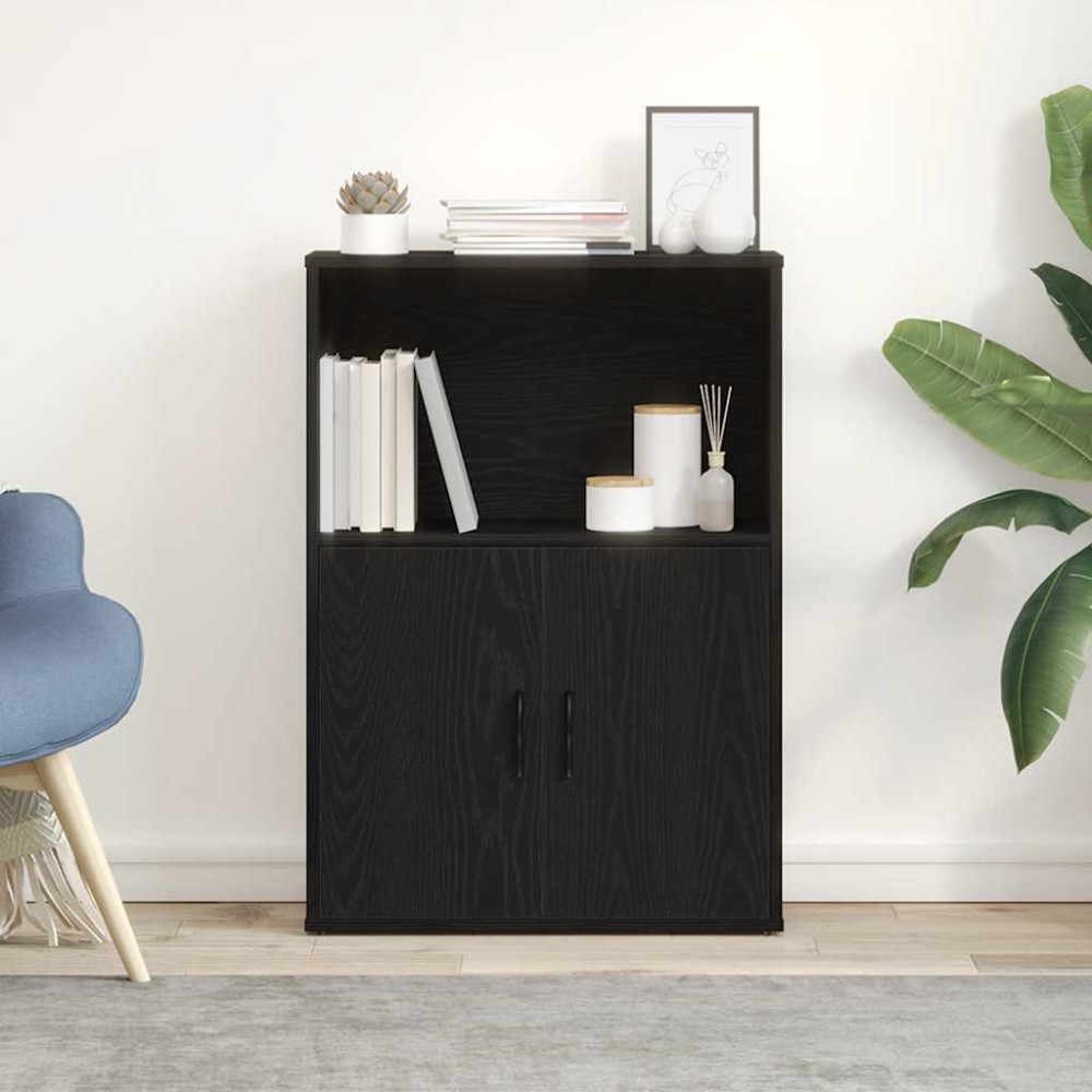 Produktbild för Bokhylla svart ek 60x24x85 cm konstruerat trä