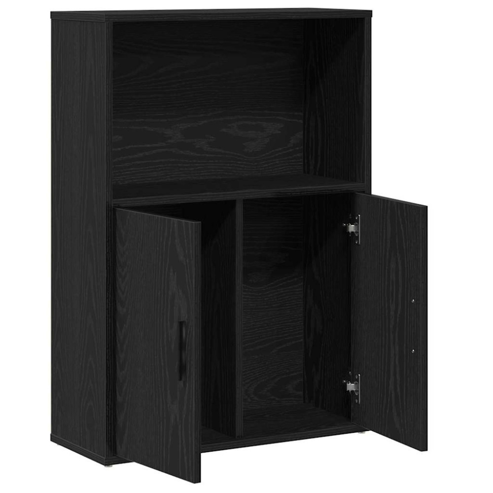 Produktbild för Bokhylla svart ek 60x24x85 cm konstruerat trä