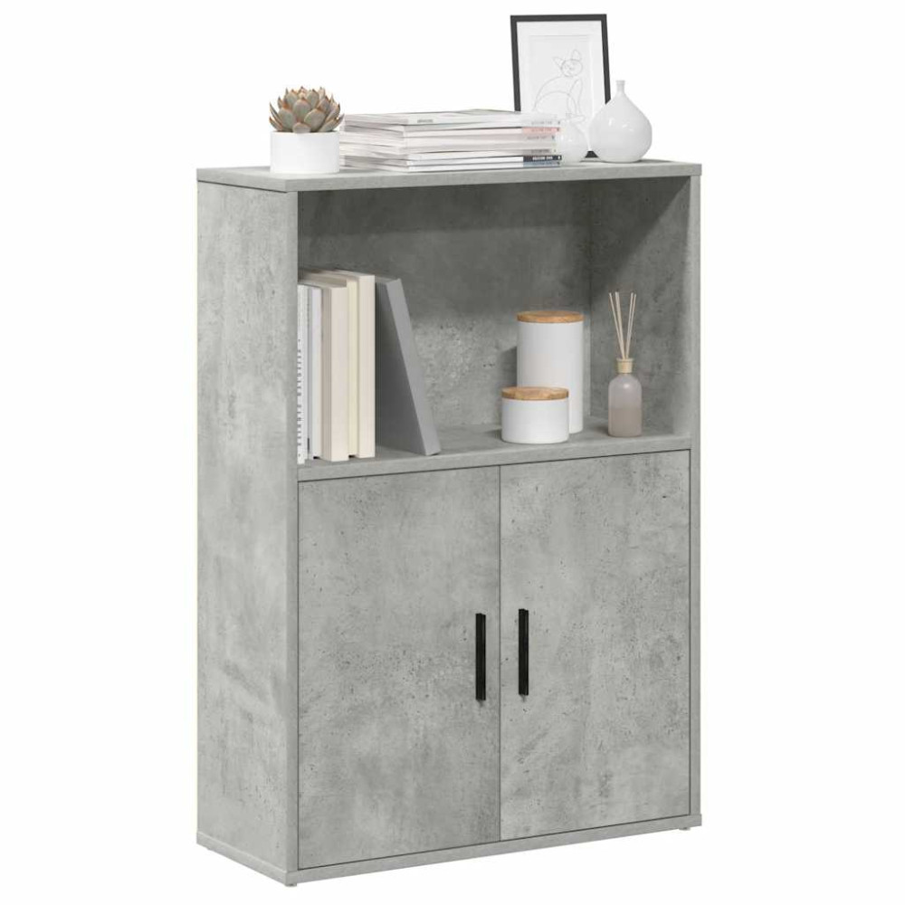 Produktbild för Bokhylla betonggrå 60x24x85 cm konstruerat trä