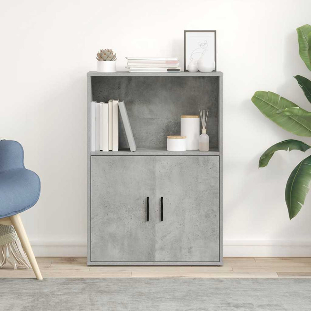 Produktbild för Bokhylla betonggrå 60x24x85 cm konstruerat trä