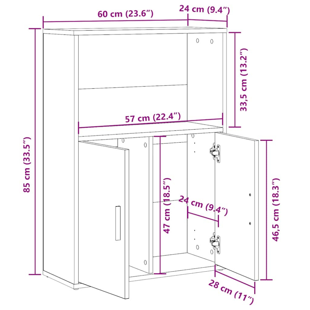 Produktbild för Bokhylla betonggrå 60x24x85 cm konstruerat trä