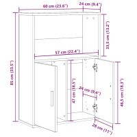 Produktbild för Bokhylla betonggrå 60x24x85 cm konstruerat trä
