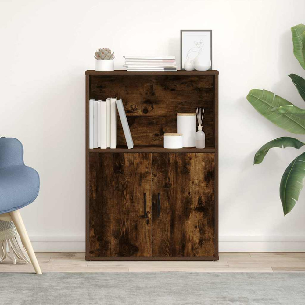 Produktbild för Bokhylla rökfärgad ek 60x24x85 cm konstruerat trä